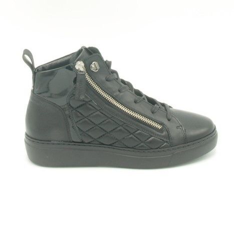 DL Sport Sneaker Hoog 6019 Zwart Leer