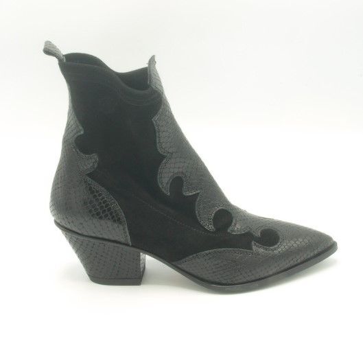 AGL Laarsje 137554 Zwart suede met Leer Print