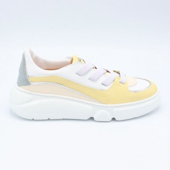 AGL Sneaker 938033 Wit Geel L.Blauw Nappa