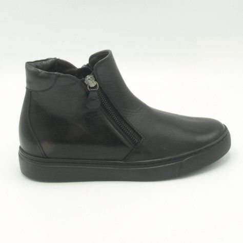 La Cabala Enkelboot 925554 Zwart leer twee ritsen