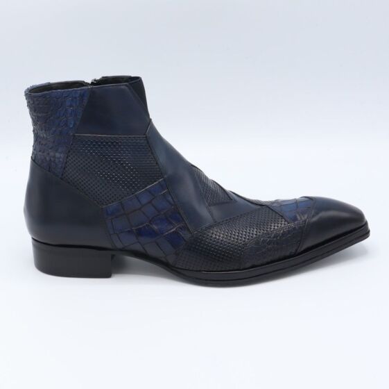 JoGhost Enkellaars H2031 Donker Blauw Leer