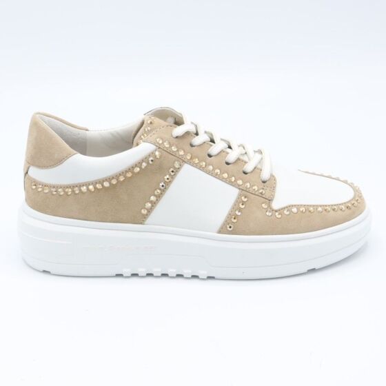 K&S Sneaker 9118960 Zand Wit Strass Suede