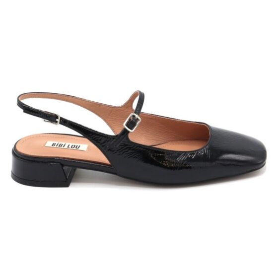 Bibi Lou Slingback Barbie Zwart Wrinkle Lak