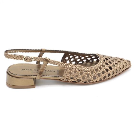 Pons Quintana Slingback Brons Metallic Vlecht Leer