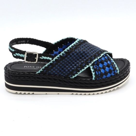 Pons Quintana-Sandaal Milan Blauw Vlecht leer