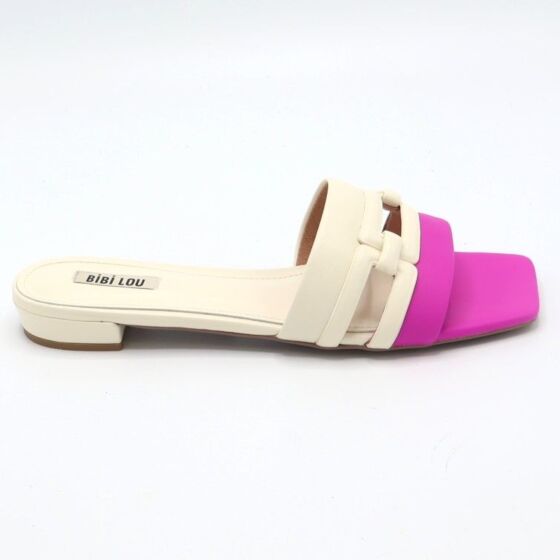 Bibi Lou Muil Zinnnia Wit Fuxia Leer